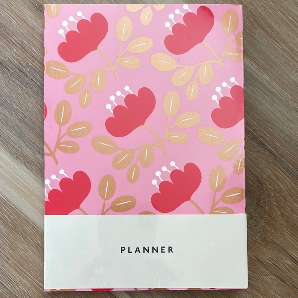 Clap Clap Red Petal Blossom Gold Planner Open Dates 192 Pages 5 x 7 Planner